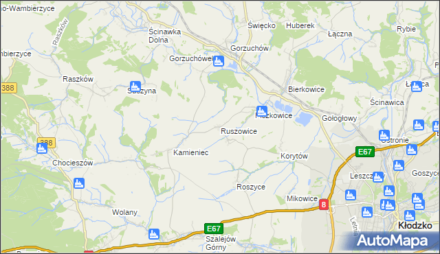 mapa Ruszowice gmina Kłodzko, Ruszowice gmina Kłodzko na mapie Targeo