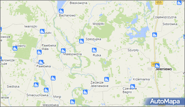mapa Rutka gmina Jeleniewo, Rutka gmina Jeleniewo na mapie Targeo