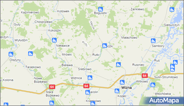 mapa Rutki gmina Wizna, Rutki gmina Wizna na mapie Targeo