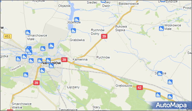 mapa Rychnów gmina Namysłów, Rychnów gmina Namysłów na mapie Targeo