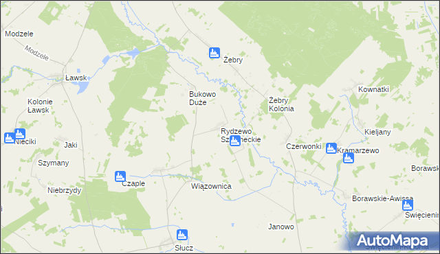 mapa Rydzewo Szlacheckie, Rydzewo Szlacheckie na mapie Targeo
