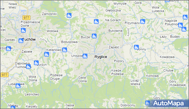 mapa Ryglice, Ryglice na mapie Targeo