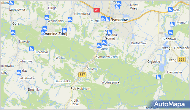 mapa Rymanów-Zdrój, Rymanów-Zdrój na mapie Targeo