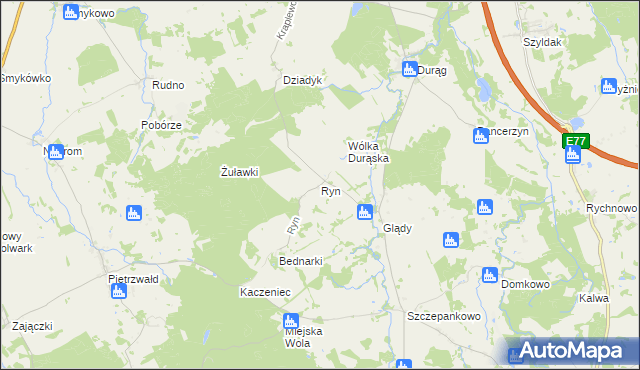 mapa Ryn gmina Ostróda, Ryn gmina Ostróda na mapie Targeo