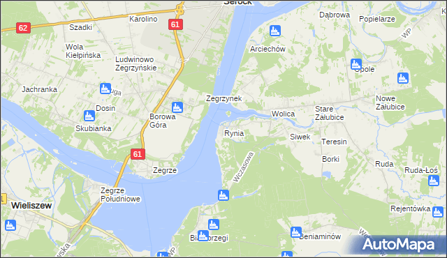 mapa Rynia gmina Nieporęt, Rynia gmina Nieporęt na mapie Targeo