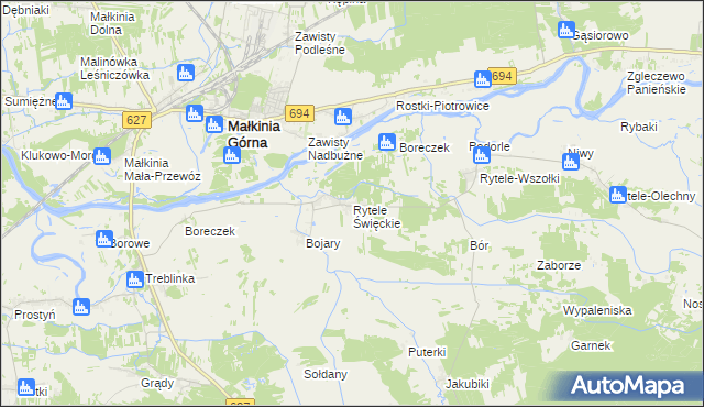 mapa Rytele Święckie, Rytele Święckie na mapie Targeo