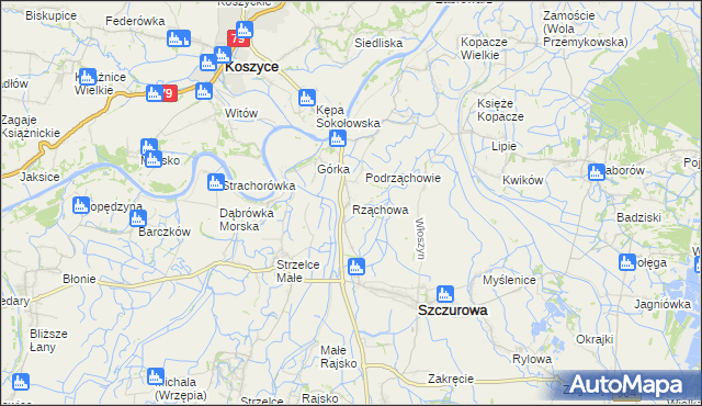 mapa Rząchowa, Rząchowa na mapie Targeo