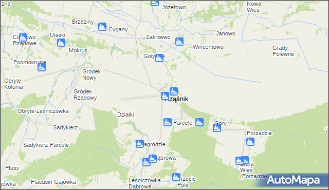 mapa Rząśnik powiat wyszkowski, Rząśnik powiat wyszkowski na mapie Targeo