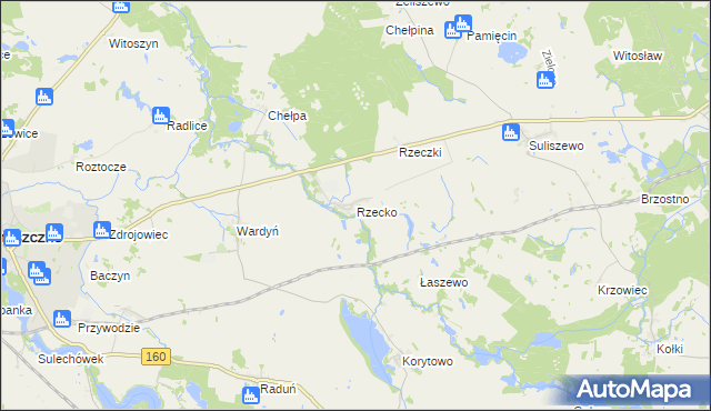 mapa Rzecko, Rzecko na mapie Targeo