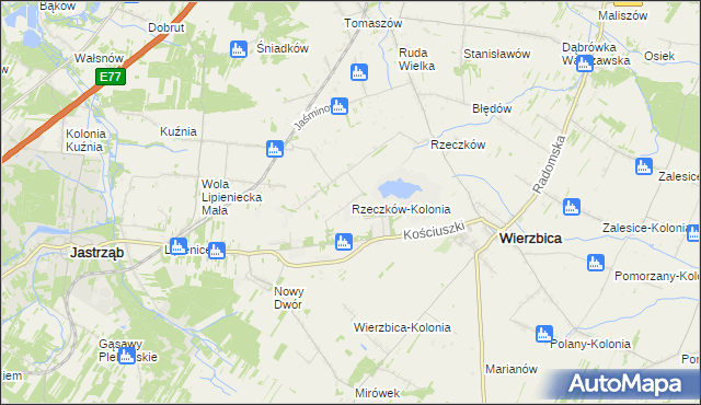 mapa Rzeczków-Kolonia, Rzeczków-Kolonia na mapie Targeo
