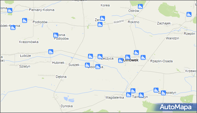 mapa Rzeczyca gmina Ulhówek, Rzeczyca gmina Ulhówek na mapie Targeo