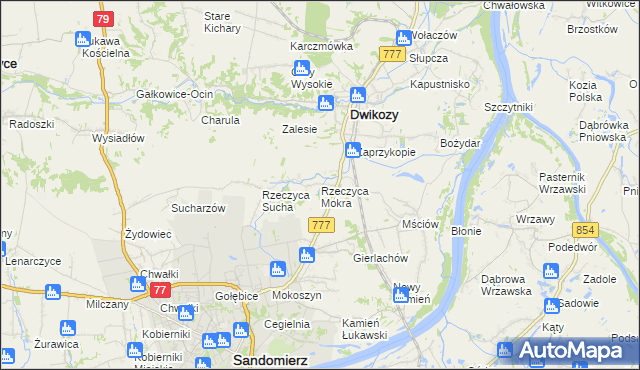 mapa Rzeczyca Mokra, Rzeczyca Mokra na mapie Targeo