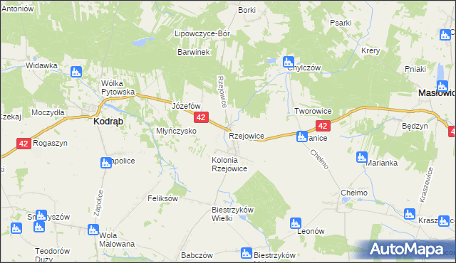 mapa Rzejowice, Rzejowice na mapie Targeo