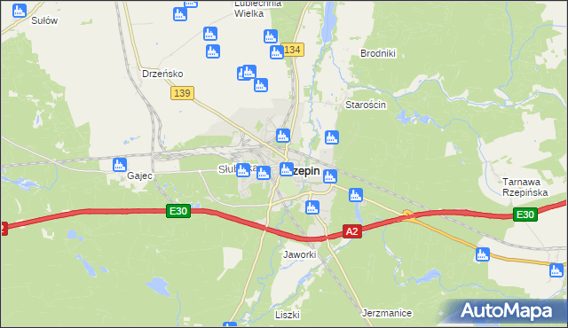 mapa Rzepin, Rzepin na mapie Targeo