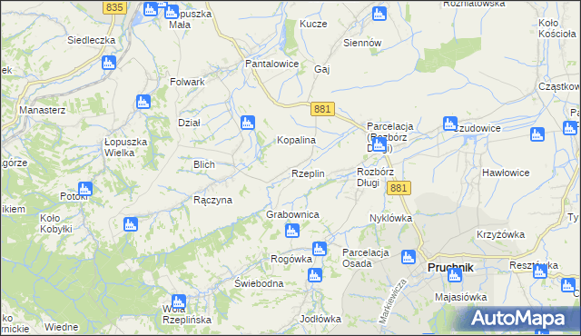mapa Rzeplin gmina Pruchnik, Rzeplin gmina Pruchnik na mapie Targeo