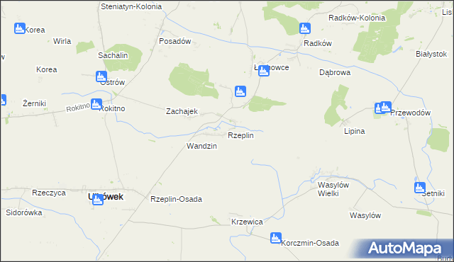 mapa Rzeplin gmina Ulhówek, Rzeplin gmina Ulhówek na mapie Targeo
