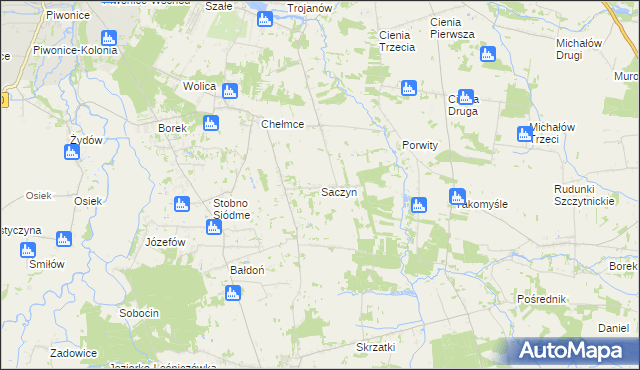 mapa Saczyn, Saczyn na mapie Targeo