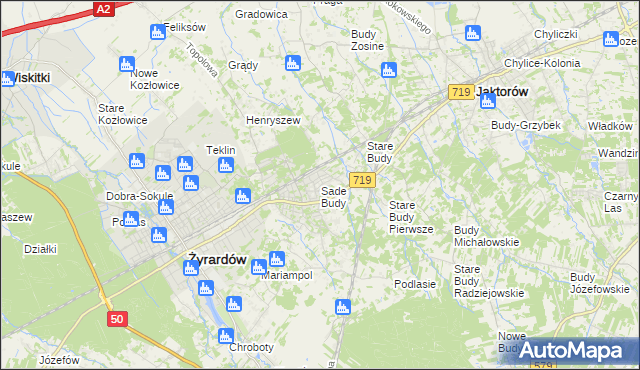 mapa Sade Budy, Sade Budy na mapie Targeo