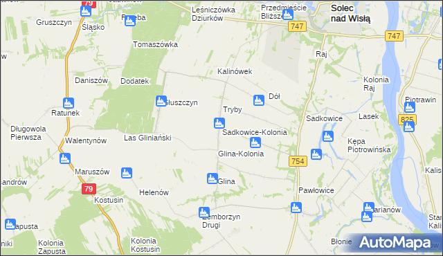 mapa Sadkowice-Kolonia, Sadkowice-Kolonia na mapie Targeo