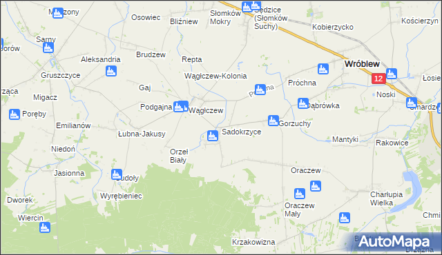 mapa Sadokrzyce, Sadokrzyce na mapie Targeo
