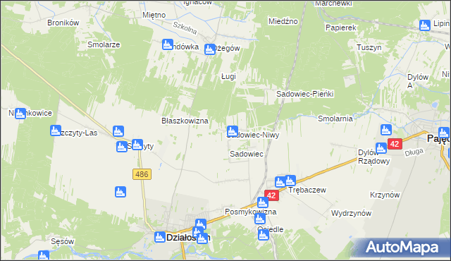 mapa Sadowiec-Niwy, Sadowiec-Niwy na mapie Targeo