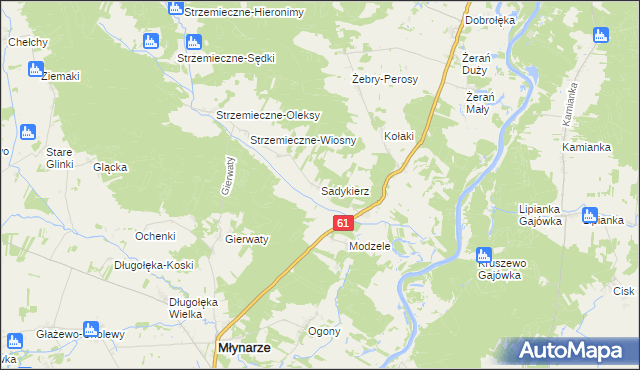 mapa Sadykierz gmina Młynarze, Sadykierz gmina Młynarze na mapie Targeo