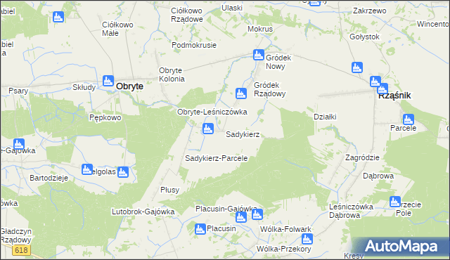mapa Sadykierz gmina Obryte, Sadykierz gmina Obryte na mapie Targeo