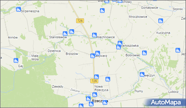 mapa Sadykierz gmina Rzeczyca, Sadykierz gmina Rzeczyca na mapie Targeo