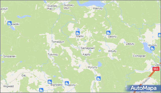 mapa Samagowo, Samagowo na mapie Targeo