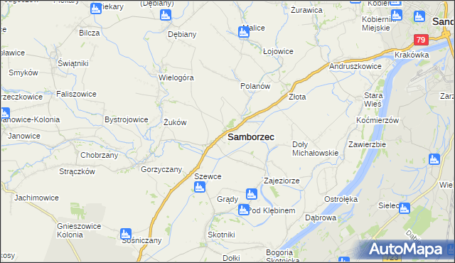 mapa Samborzec, Samborzec na mapie Targeo