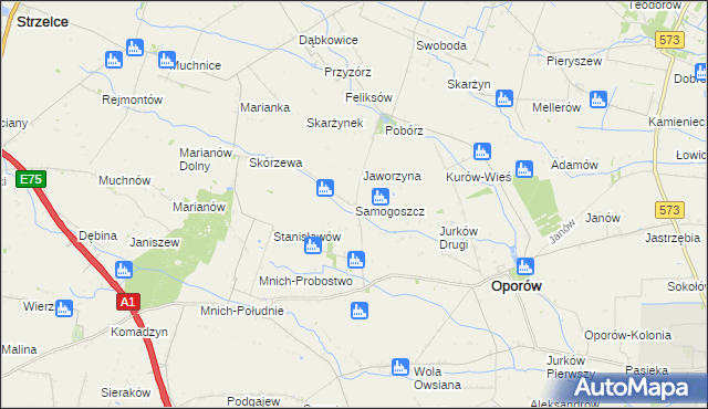 mapa Samogoszcz gmina Oporów, Samogoszcz gmina Oporów na mapie Targeo