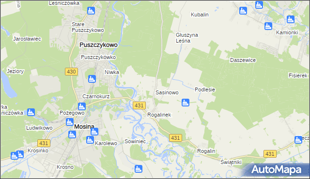 mapa Sasinowo, Sasinowo na mapie Targeo