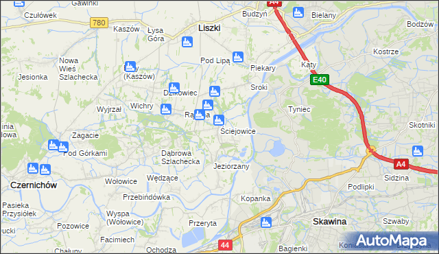 mapa Ściejowice, Ściejowice na mapie Targeo