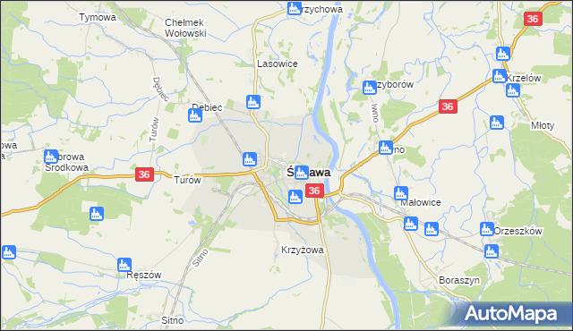 mapa Ścinawa powiat lubiński, Ścinawa powiat lubiński na mapie Targeo