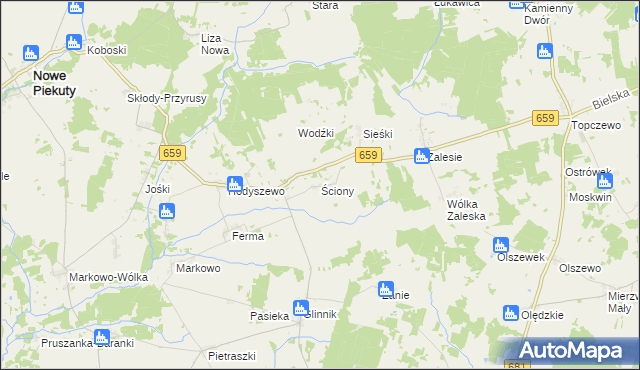 mapa Ściony, Ściony na mapie Targeo