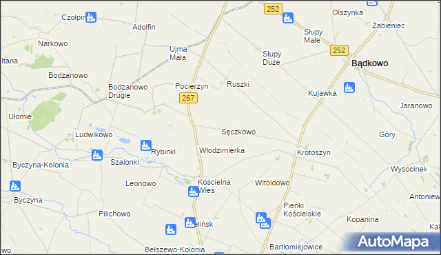 mapa Sęczkowo gmina Osięciny, Sęczkowo gmina Osięciny na mapie Targeo