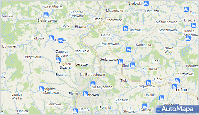 mapa Sędziszowa gmina Bobowa, Sędziszowa gmina Bobowa na mapie Targeo