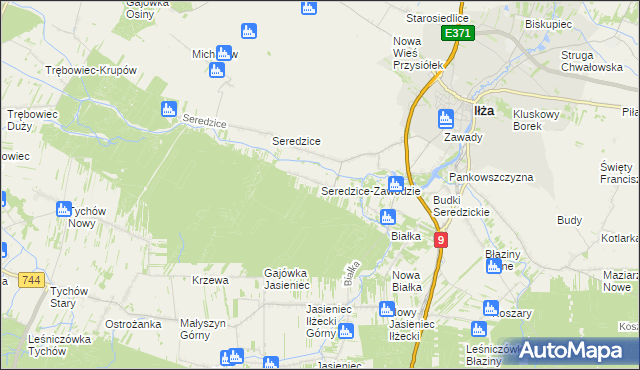 mapa Seredzice-Zawodzie, Seredzice-Zawodzie na mapie Targeo