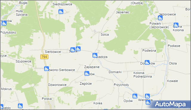 mapa Siadcza gmina Pilica, Siadcza gmina Pilica na mapie Targeo