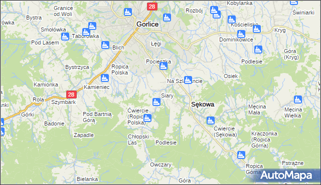 mapa Siary, Siary na mapie Targeo