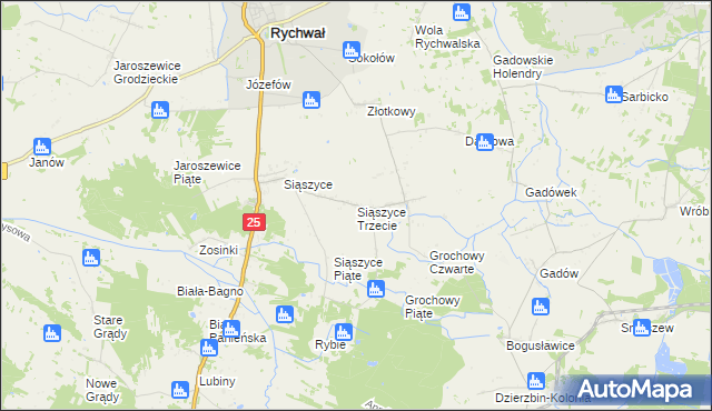 mapa Siąszyce Trzecie, Siąszyce Trzecie na mapie Targeo