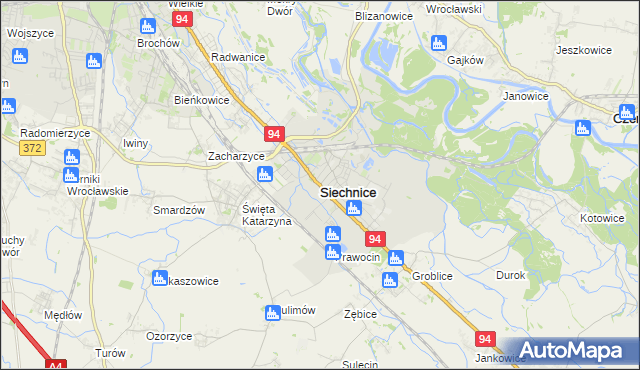 mapa Siechnice, Siechnice na mapie Targeo