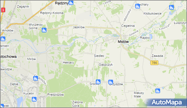 mapa Siedlec gmina Mstów, Siedlec gmina Mstów na mapie Targeo