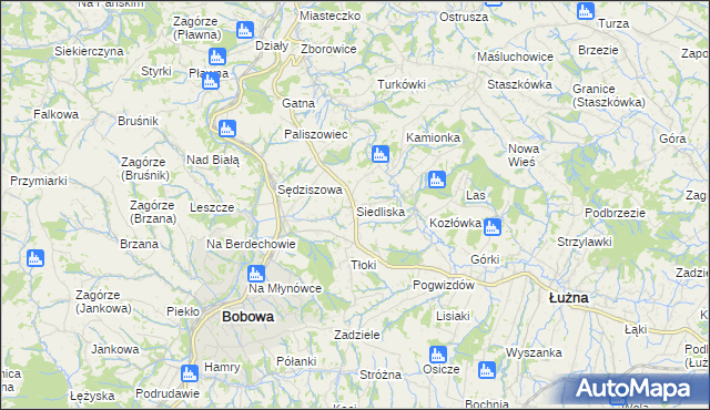 mapa Siedliska gmina Bobowa, Siedliska gmina Bobowa na mapie Targeo