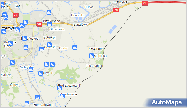 mapa Siedliska gmina Medyka, Siedliska gmina Medyka na mapie Targeo