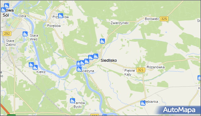 mapa Siedlisko powiat nowosolski, Siedlisko powiat nowosolski na mapie Targeo