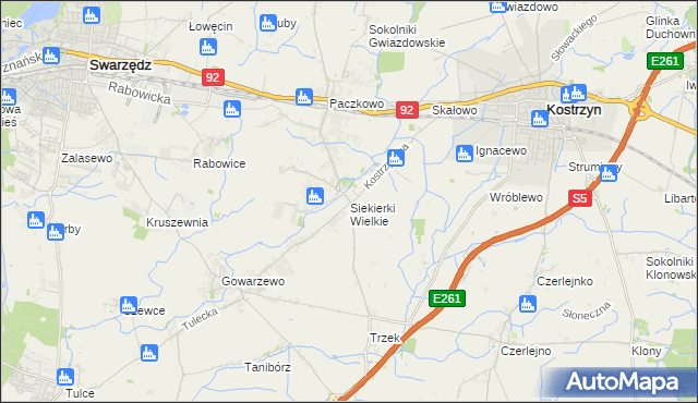 mapa Siekierki Wielkie, Siekierki Wielkie na mapie Targeo