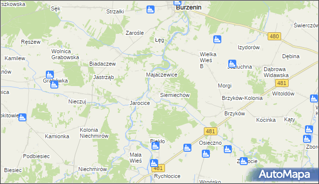 mapa Siemiechów gmina Widawa, Siemiechów gmina Widawa na mapie Targeo