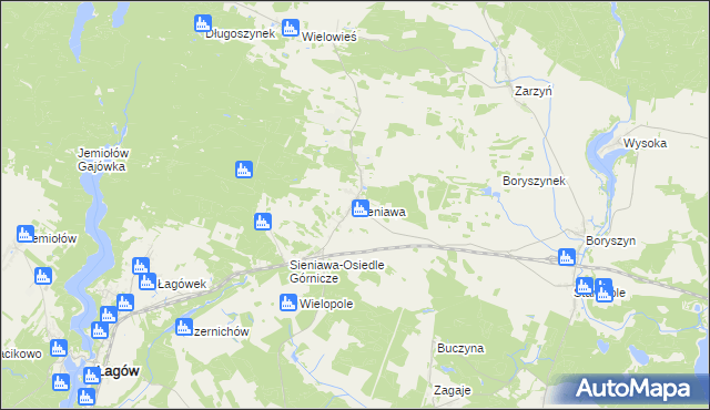 mapa Sieniawa gmina Łagów, Sieniawa gmina Łagów na mapie Targeo