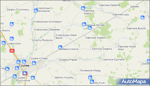 mapa Siennica-Pietrasze, Siennica-Pietrasze na mapie Targeo